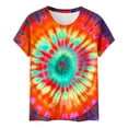 thumbnail image 5 of Mifsaly Tie-Dye Cotton T-Shirt for Women Short Sleeve Crew Neck Casual Summer Tops Colorful Print Lightweight Breathable Casual Blouse XXL, 5 of 6