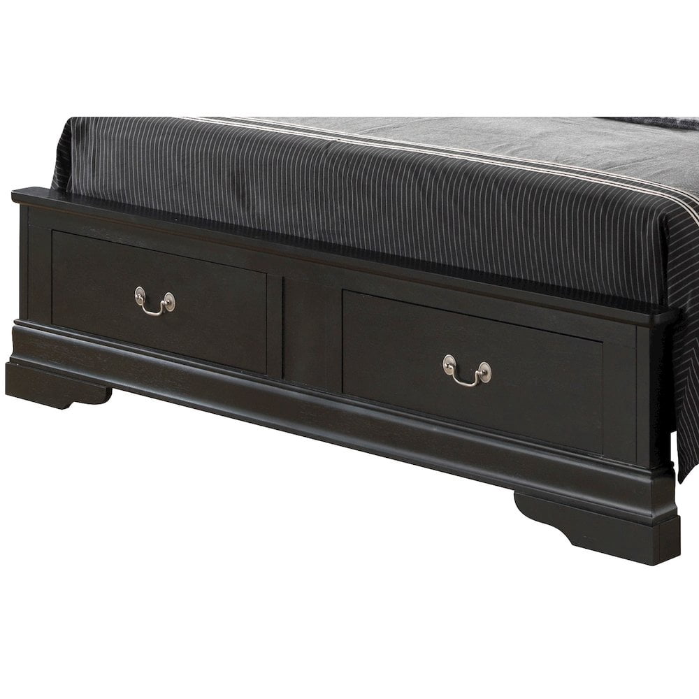 Glory Furniture Louis Phillipe Full Storage Bed in Black Color