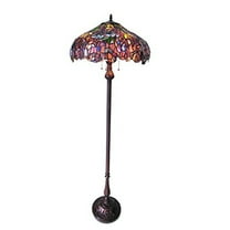 Katie Tiffany-Style 3 Light Wisteria Floor Lamp 20" Shade