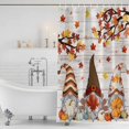 thumbnail image 3 of Fall Gnomes Shower Curtain, Waterproof Shower Curtains for Bathroom, Thanksgiving Maple Leaf Grey Wood Grain Washable Fabric Bathtub Curtain Set Bath Decor with 12 Hooks 48"x72", 3 of 8
