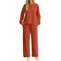 Cueply Lounge Sets for Women 2 Piece Outfits Sweatsuits Set Long Sleeve Wide Leg Pants with Pockets