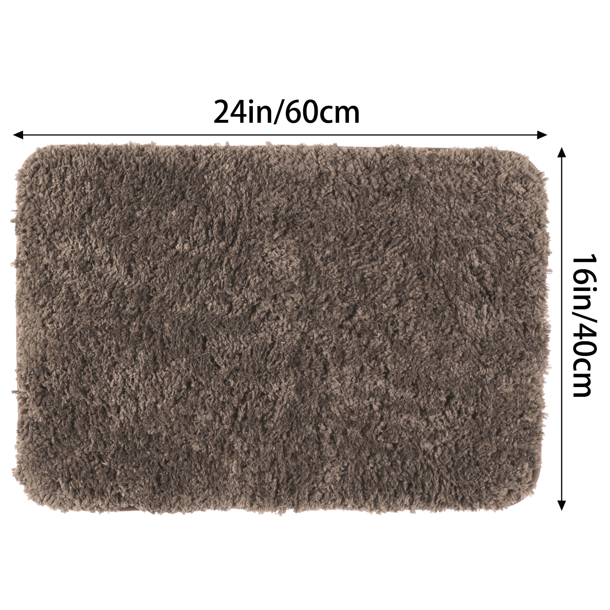 Unique Bargains Non-Slip Thick Microfiber Soft Plush Bathroom Mat Quick Dry Bath Rug Brown 16"x24"