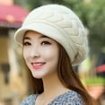 thumbnail image 3 of Women Winter Warm Knit Hats Caps Wool Snow Ski Cap Beanie Ski Berets Snapback Caps with Visor, 3 of 5
