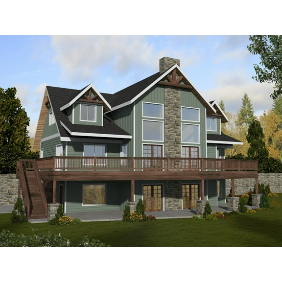 001-3718: Cabin Craftsman 3 Bed, 4 Bath Luxury Home Plan, 3707 Sq Ft: Full Blueprints with License to Build by Home Plan Marketplace - Lesuto
