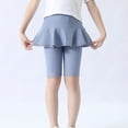 thumbnail image 6 of qolati Girls Knee Length Leggings with Skirt Stretchy Athletic Yoga Pants Summer Casual Pant Skirt Imitation Denim Capri Leggings Light Blue 10 Years, 6 of 9