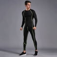 thumbnail image 4 of Sports Suit Men Gym Suit O-neck Long Sleeve Tops Long Pants Set Striped Print Quick Drying Skinny Fit Breathable Fitness Wear for Men for Workout, 4 of 8