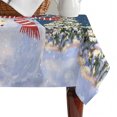 thumbnail image 4 of Navy Blue Christmas Snowman Table Cloth Waterproof Tablecloths, Winter Xmas Tree Snowflakes Tablecloth Dining Table Cover for Kitchen Party Tabletop Outdoor, Rectangle Tablecloth 60x84 Inch, 4 of 9