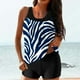 thumbnail image 1 of Trajes de baño tankini para mujer Trajes de baño de dos piezas con espalda de tiras y estampado conservador para mujer Traje de baño de dos piezas para mujer, 1 of 5