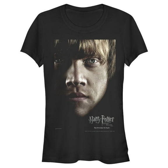 Junior's Harry Potter Deathly Hallows Ron Character Poster  Graphic Tee Black Large