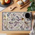 thumbnail image 2 of Floral Placemats Set of 8, Ethnic Flower Paisley Feather Brown Linen Texture Non-Slip Place Mats Washable Table Mats for Kitchen Dining Table Decorations Indoor/Outdoor, 2 of 9