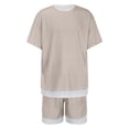 thumbnail image 3 of Boys Clothes 2-Piece Casual Street Style Beige Kids Short Sleeve Shirts and Shorts Sets Teen Boys Summer Outfits 8-9 Years, 3 of 8