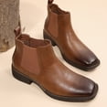 thumbnail image 6 of Dazzher Mens Square Toe Chelsea Boots Slip On Ankle Boots Comfortable Easy On Off Casual Business Shoes, 6 of 7