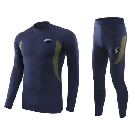 LISTHA Thermal Underwear for Men 2 Pack Long Fleece Lined Hunting Bottom Top Set Base Layer Cold Navy 3XL