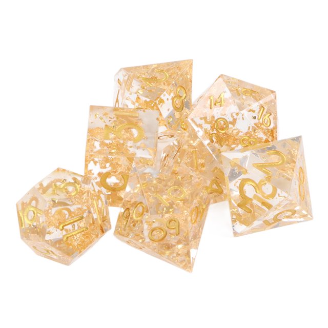 Resin Dices Set Smoothing Surfaces Dices Set Polyhedral Shapes Numbers Printing Transparent 7pcs Easy Rolling for Board Games