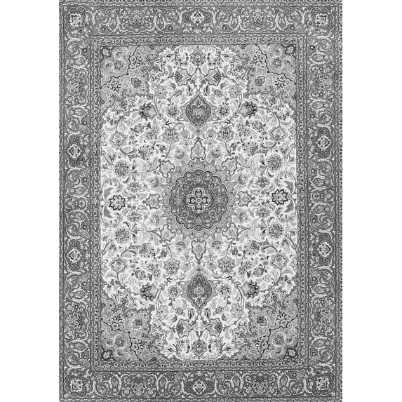 Ahgly Company Indoor Rectangle Medallion Gray Traditional Area Rugs, 4' x 6'