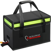 ROLOWAY Fireproof Lipo Battery Bag, Large Lipo Safe Charging Bag with Handle & Reflective Strip (15 x 8.5 x 10 in)