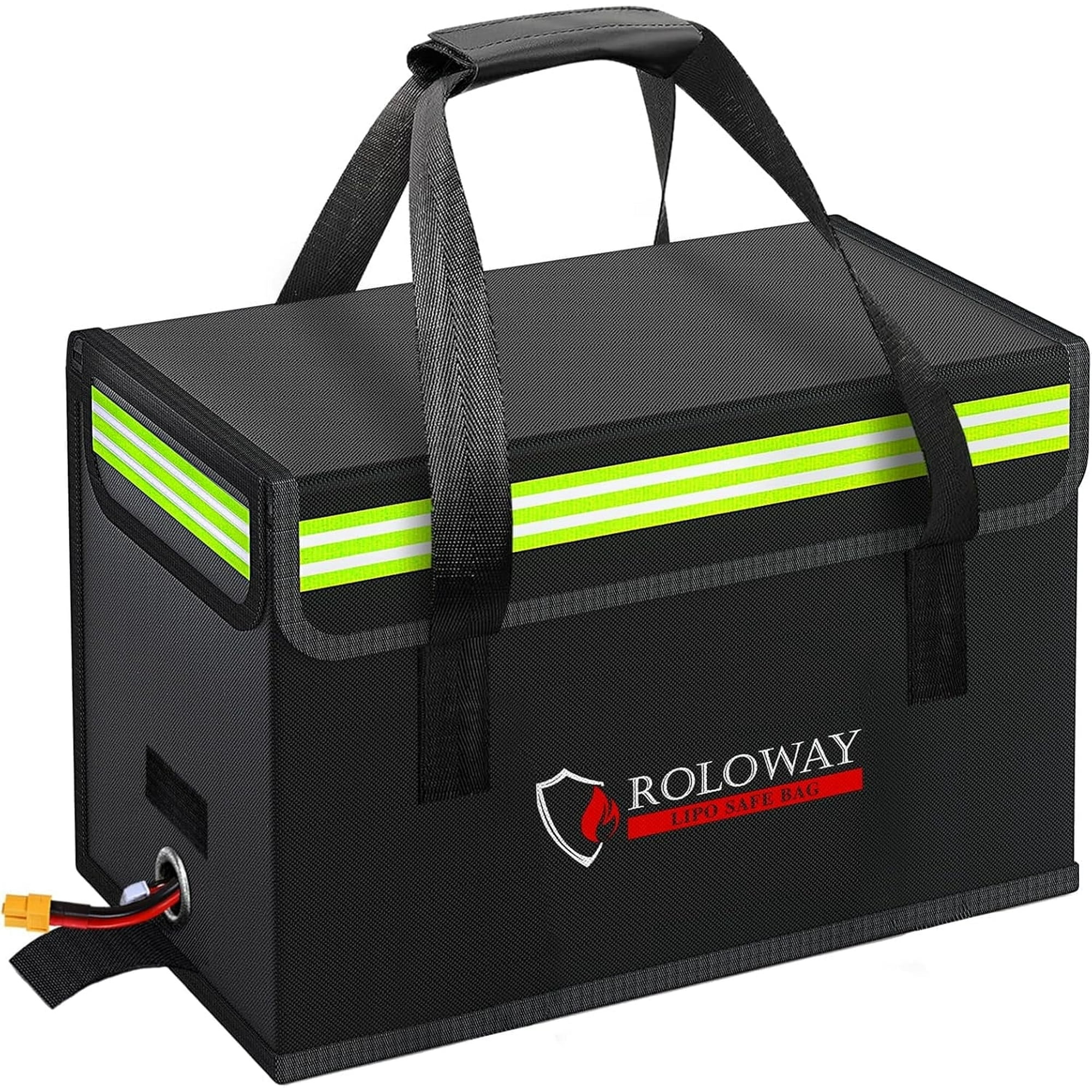 ROLOWAY Fireproof Lipo Battery Bag, Large Lipo Safe Charging Bag with Handle & Reflective Strip (15 x 8.5 x 10 in)