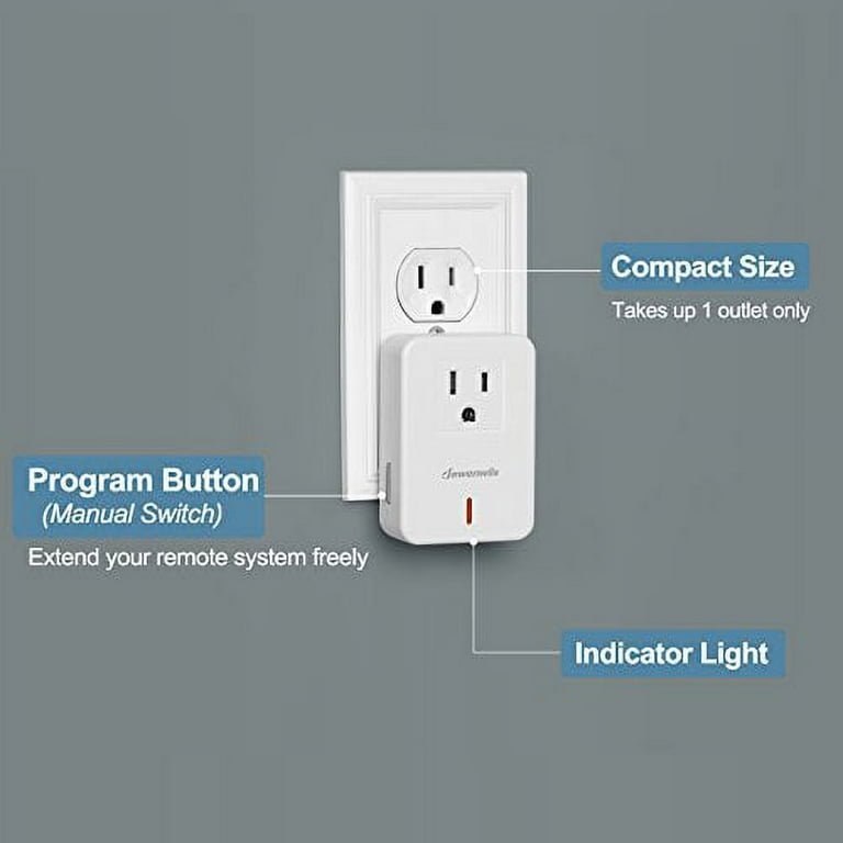 DEWENWILS Remote Control Outlet Wireless Wall Mounted Light Switch,  Electrical Plug in On Off Power Switch for Lamp, No Wiring, 100 Feet RF  Range, FCC