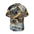 thumbnail image 5 of KLL Wolf Family Winter Wonderland Print Men's Shirt Short Sleeve Button Down Summer Cuba Beach Shirts- Large, 5 of 5