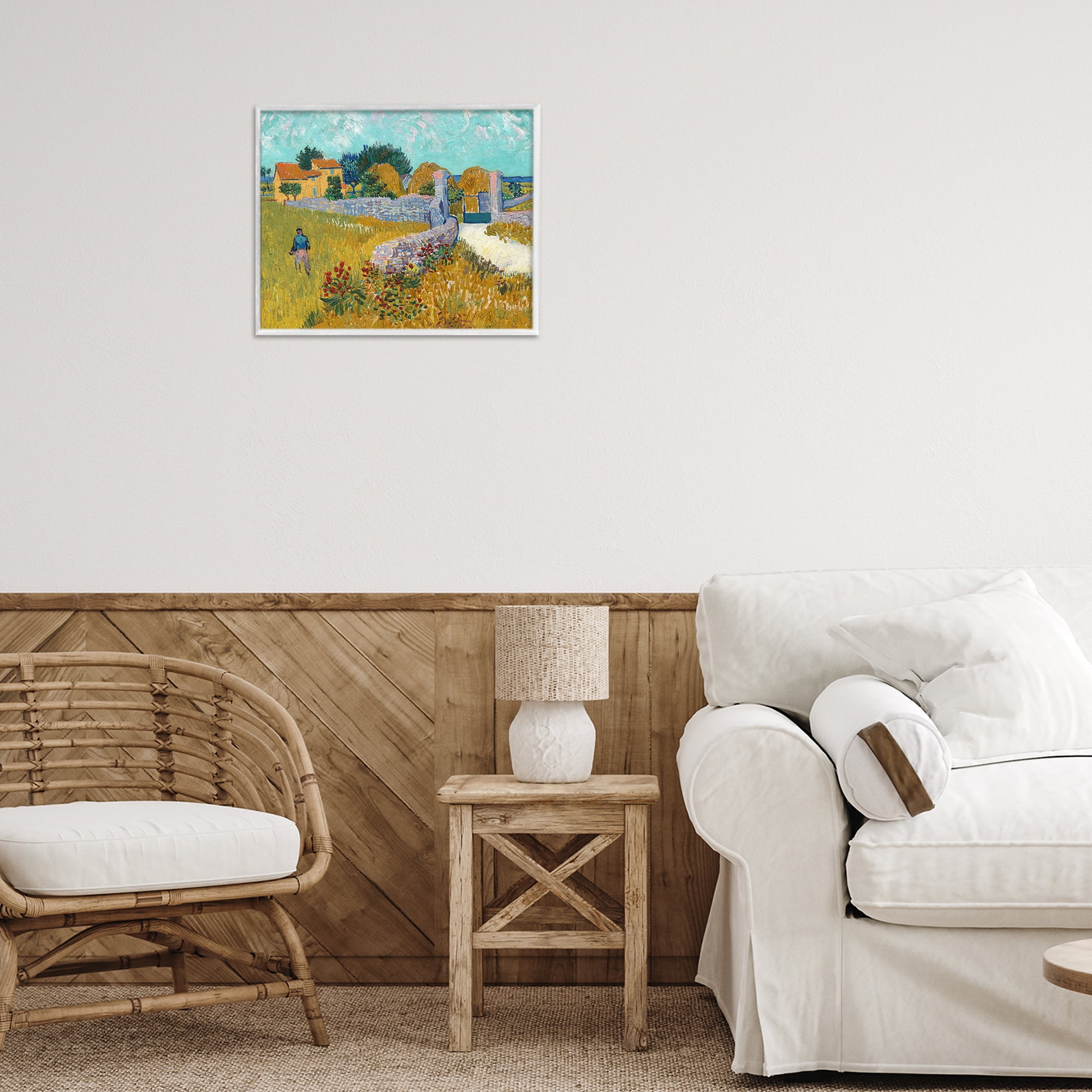 Stupell Industries Farmhouse In Provence White Framed Giclee Art, design by Vincent Van Gogh