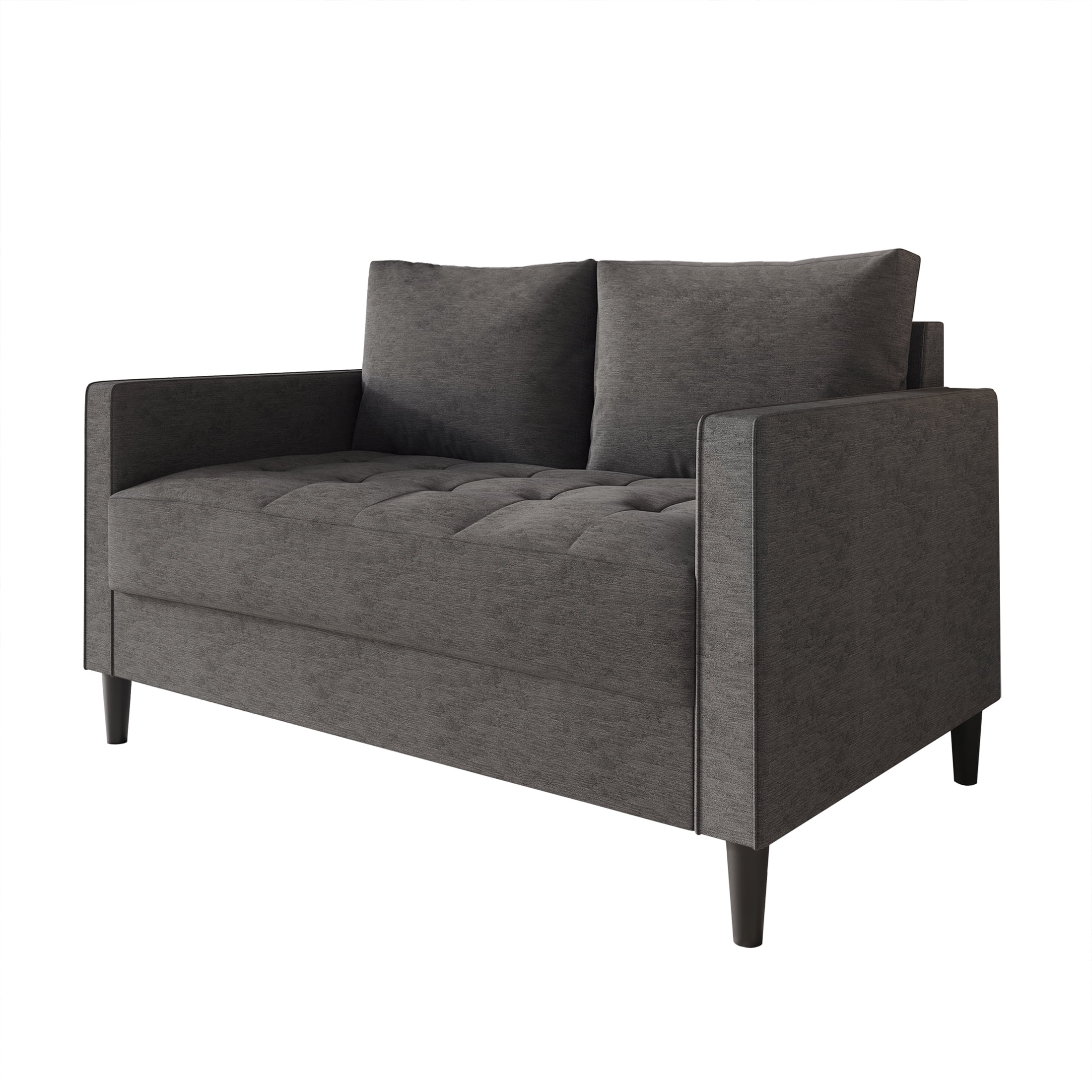 Castle Place Classic Linen Upholstered Loveseat, Dark Grey