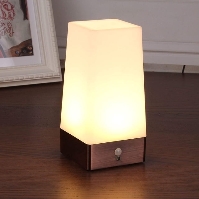 Lámpara de mesa, luz de noche LED retro, lámpara de noche con sensor de luz