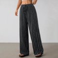 thumbnail image 6 of PNTUTB Summer Women's Wide-Leg Pants Fashionable Striped Pants Drawstring Waist Casual Pants Lightweight Breathable Loose Comfortable Pants, 6 of 7