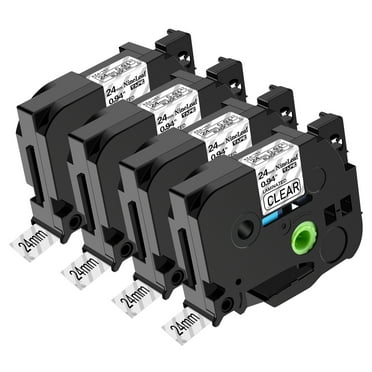NineLeaf 4 Pack Compatible for Brother P-touch TZe-151 TZe151 TZ-151 TZ151 24mm 1 Inch Black on Clear Laminated Label Tape 0.94" x 26.2 ft