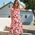 thumbnail image 3 of Yuyamidu Red Valentines Day Dress for Women Dresses Heart Print Dress Comfortable V-Neck Ruffle Sleeve Flowy Tiered Midi A-Line Dresses with Pockets, Size XL, 3 of 8
