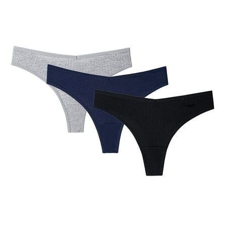 

QIIBURR Sexy Womens Lingerie 3Pcs Womens Thong G-String Cotton Thongs Womens Panties Sexy V Waist Female Underpants Pantys Lingerie