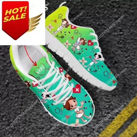 

Scarpe da allattamento rosa scarpe da ginnastica basse da donna Cute Cartoon Nurse/Doctor Brand Design AF Mesh calzature femmini