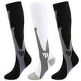 thumbnail image 1 of Chaussettes de Compression de Course pour Femmes Longues Chaussettes de Compression pour Femmes 3 Paires Chaussettes de Sport en Nylon Mi-Mollet, 1 of 2