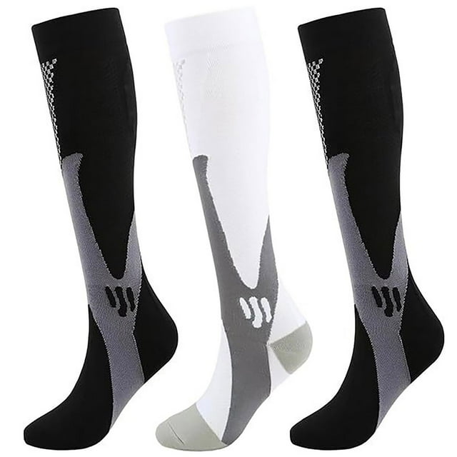 Hoshose 3 Pairs Compression Socks for Women and Men Running Sports Protective Muscle Circulation Support Yoga Calf Socks
