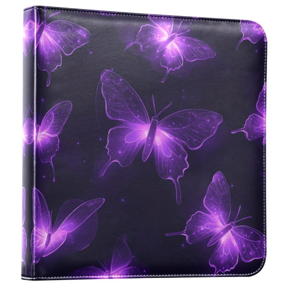 Photo Album 11.8x11.2 Inch Leather Cover Photo Book Scrapbooking Albums for Weddings Birthdays Anniversaries Glowing Butterflies Pattern