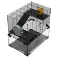thumbnail image 5 of Demi Bonn 23.5" Hamster Cage, Gerbil Cage with Glass Basin for Small Hamsters, 3 Levels Small Animal Habitats, Black, 5 of 11
