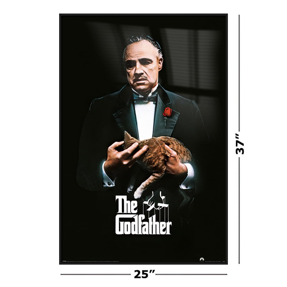 The Movie Poster (Don Corleone With Cat & Red Rose) (25" 37") (Black Aluminum Frame) - Walmart.com