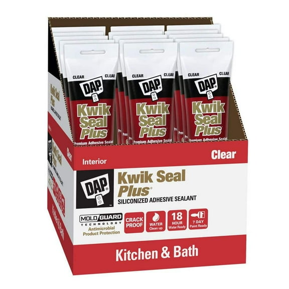 Kwik Seal Plus 5.5 oz. Clear Premium Kitchen and Bath Siliconized Caulk (12-Pack)
