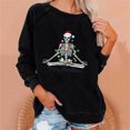 thumbnail image 2 of Top de sudadera con estampado de calavera de Navidad y Halloween para mujer, cuello redondo, suelto Pompotops  FGAJ10890, 2 of 6
