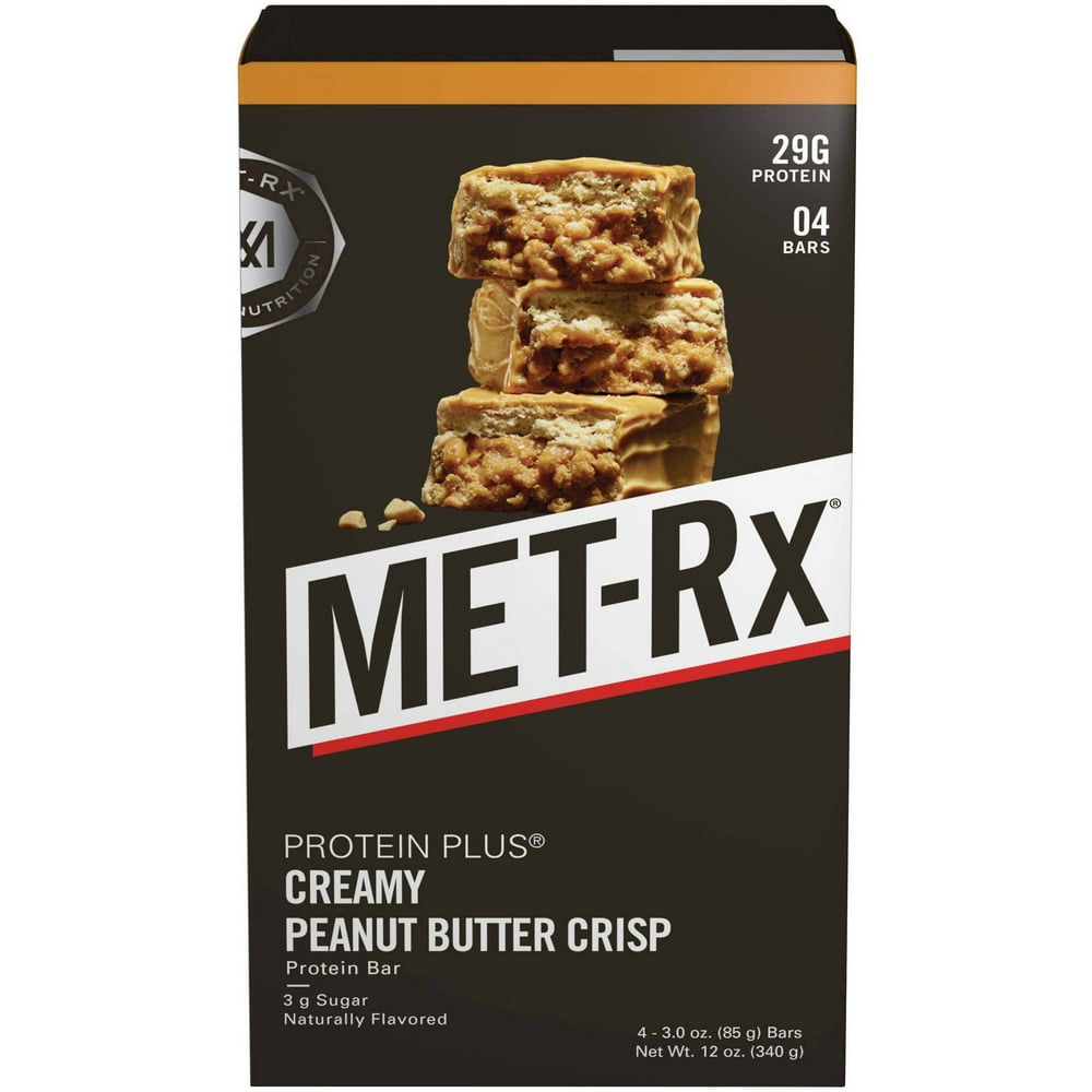 MetRx Bar, 29 Grams of Protein, Creamy Peanut Butter Crisp, 3 Oz, 4 Ct