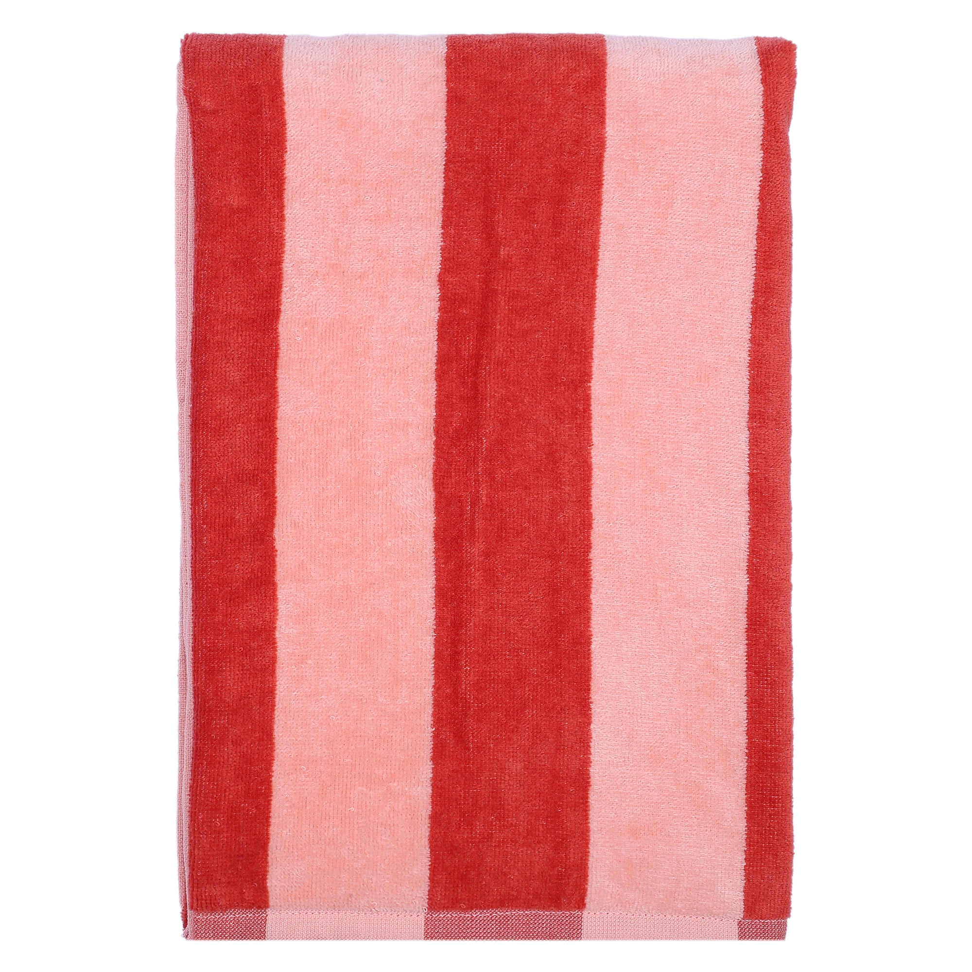Mainstays Cabana Stripe Cotton Blend Beach Towel, 58" x 28", Pink & Red