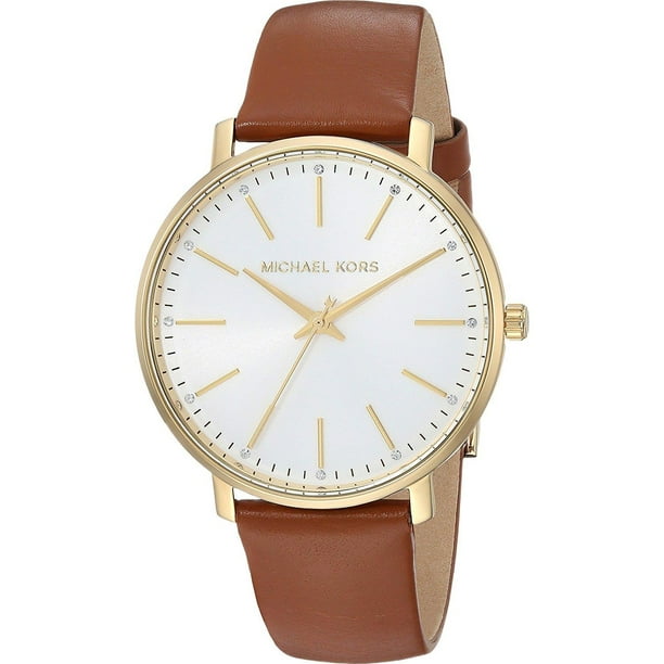 Michael Kors Michael Kors Women's 42mm Brown Leather Band Steel Case Quartz White Dial Analog