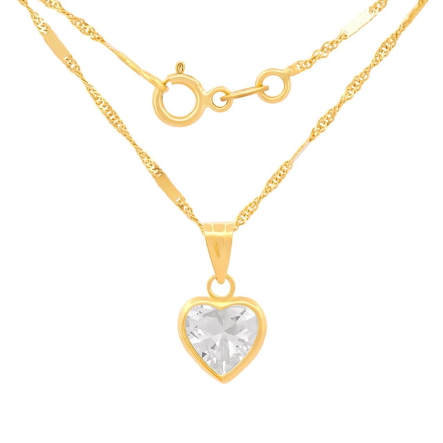 Cadena GARGANTILLA Casa del Anillo CORAZÓN bisel ZIRCONIA ORO SÓLIDO 10k 8 Mm