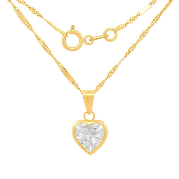 Cadena GARGANTILLA Casa del Anillo CORAZÓN bisel ZIRCONIA ORO SÓLIDO 10k 8 Mm