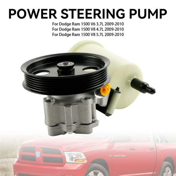 Power Steering Pump with Pulley & Reservoir for Dodge Ram 1500, 2009-2010