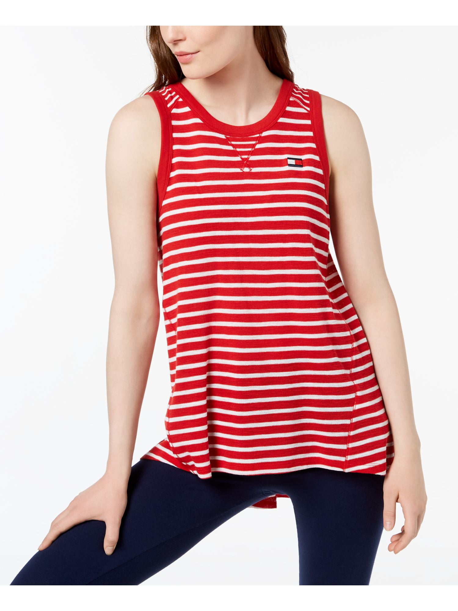 Tommy Hilfiger TOMMY HILFIGER Womens Red Hilow Striped Sleeveless