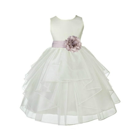 

Ekidsbridal Ivory Biscotti Shimmering Organza Christmas Party Bridesmaid Recital Easter Holiday Wedding Pageant Communion Princess Birthday Clothing Baptism 4613S size 6-9 month Flower Girl Dress