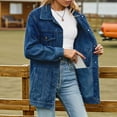 thumbnail image 4 of Womens Trendy Long Sleeve Denim Jackets Button Down Fitted Trucker Shacket with Pockets Dark Blue M, 4 of 10