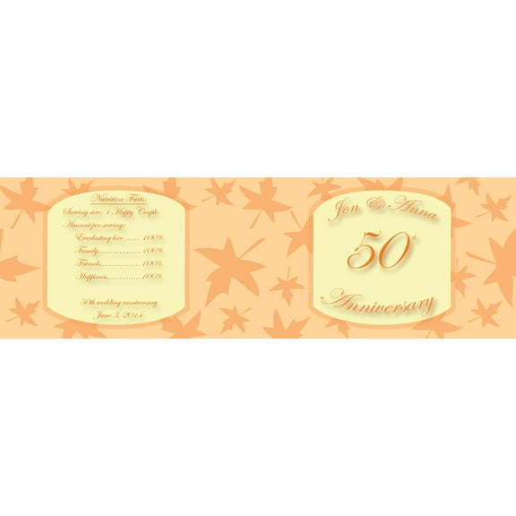 100 Fall Pattern Anniversary Shower Water Bottle Labels