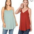 thumbnail image 2 of (ZENANA) Front-Back Reversible (Vneck-ScoopNeck Reversible) Spaghetti Cami Ash rose_Striped M, 2 of 4