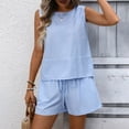 thumbnail image 2 of NMMUED Womens 2 Piece Outfits Striped Summer Casual Sleeveless Tank Top Matching Shorts Lounge Sets Two Piece Short Set for Women Beach Vacation Clothes Blue M, 2 of 9